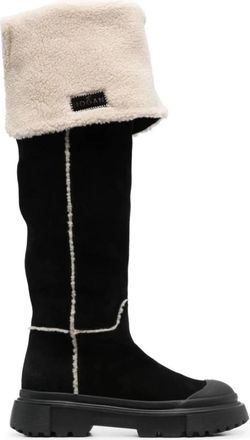 Hogan Fur Laars - Dames - Hoge Laarzen - Zwart - 40 EU - Leer - Schoenen