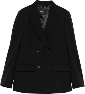 Seventy Jassen, Dames, Zwart, S, Leer, Double-breasted Blazer