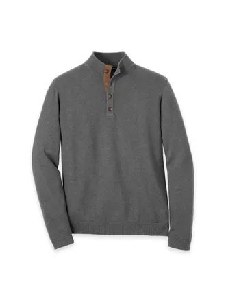 Paul Fredrick Supima Cotton Four Button Mock Neck Sweater
