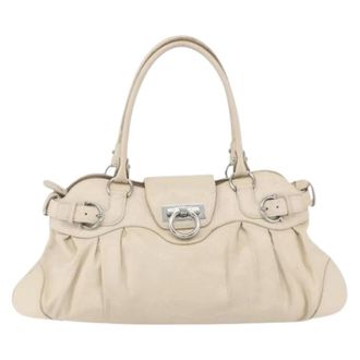 Ferragamo Pre-owned Handbags, female, Beige, Size: ONE SIZE Pre-owned Leather Handbag