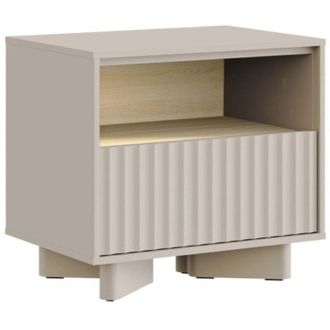 Selsey Selsey Distria - Comodino con cassetto e frontale scanalato grigio cachemire / effetto rovere, 50 cm