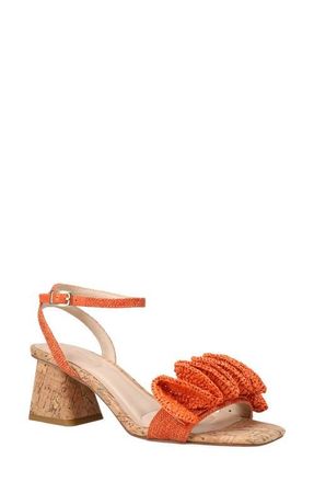 Pelle Moda Tianna Raffia Rosette Ankle Strap Sandal in Tangerine at Nordstrom, Size 7.5