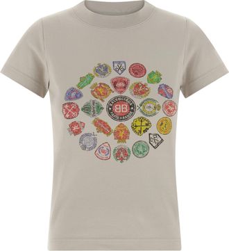 Balenciaga Logo Print T Shirt Grigio-Donna