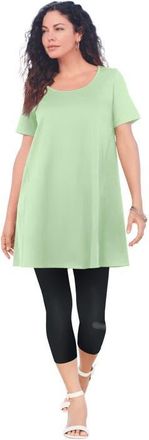 Roaman's Plus Size Cotton Ultimate Scoopneck Swing Tunic in Green Mint at Nordstrom, Size 12