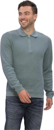 Dstrezzed Dstrezzed, Tops, Heren, Blauw, XL, Dstrezzed Heren Trui Ds_kostas Zip Polo Blauw - Maat XXL