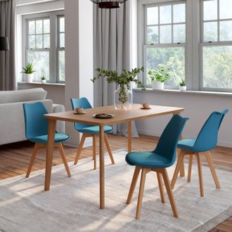 IDMarket Idmarket - Lote De 4 Sillas De Comedor Escandinavas Sara Azul Pato