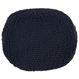 Beliani Otomana De Algod&oacute;n Negro 50 X 35 Cm Puf Reposapi&eacute;s Bolas Eps Moderno Priene