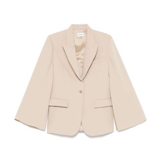 P.A.R.O.S.H. Beige Button-Up Jas met Zakken - Dames - Blazers - Beige - L - Jassen