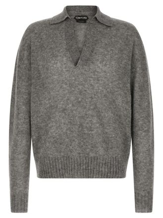 Tom Ford Grey Shirt Collar Sweaters