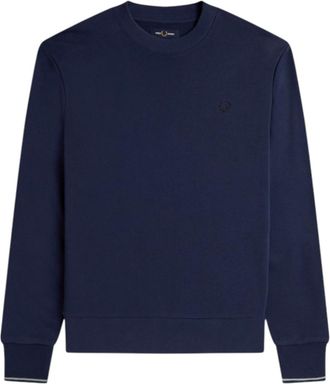 Fred Perry Mens Crew Neck Sweatshirt Carbon Blue Cotton - Size X-Large