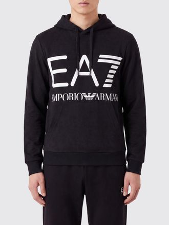 Emporio Armani Felpa con cappuccio in cotone slim fit con logo a contrasto
