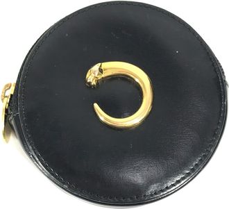 Cartier Panth&egrave;re Black Leather Coin Purse/Coin Case (Pre-Owned)