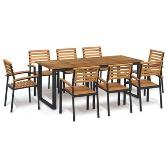 vidaXL Juego De Comedor De Jard&iacute;n 9 Pzas Madera Maciza Acacia Y Metal Vidaxl