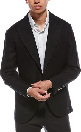 Brunello Cucinelli Black Linen Wool Deconstructed Blazer, Brand Size 50 (US Size 40)