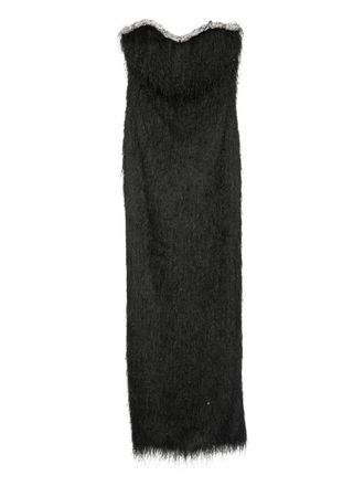 Amen embellished fringed maxi dress - women - Fabric - 42 - Black
