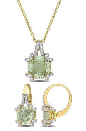 Delmar Green Quartz & White Topaz Pendant Necklace & Drop Earrings Set at Nordstrom Rack