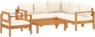 vidaXL Set De Sof&aacute;s De Jard&iacute;n Con Cojines 5 Pzas Madera Maciza Acacia Vidaxl