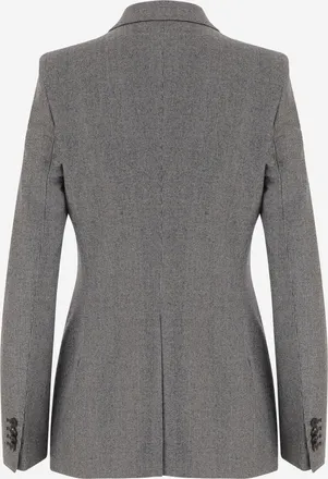 Tagliatore Womens Wool Double-Breasted Jacket Grey