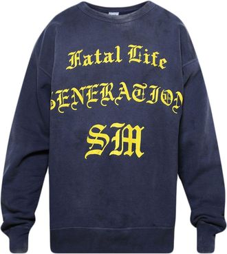 Saint Mxxxxxx Fatal Life crew-neck cotton sweatshirt - men - Cotton - L - Blue