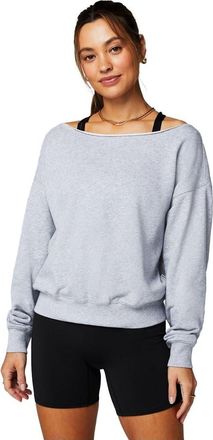 Fabletics Womens Year Round Terry Off Shoulder Sweatshirt in Classic Grey Heather at Nordstrom, Size Xx-Large