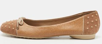 Tod's Tods Beige Leather And Suede Gommini Ballet Flats