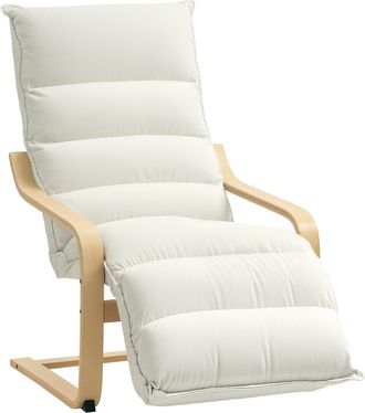 HOMCOM Birch Wood Lounge Chair For Living Room - Bedroom - Cream White | TJ Hughes