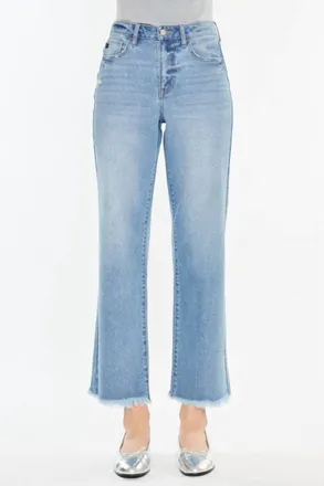 Kancan Bri High Rise Slim Wide Leg Jeans In Blue