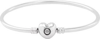 Pandora Silver Bangle With Heart-Shaped Clasp
