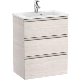 Roca Roca - Pack Unik Mueble Base Compacto De 3 Cajones + Lavabo The Gap Color: Fresno N&oacute;rdico - Medidas: 605x380x759 Mm
