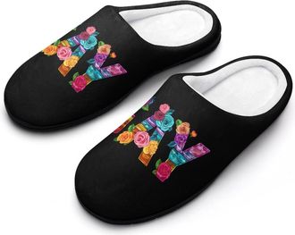 Generic LGBT Gay Rose Printed Mens Slippers Comfortable And Non-slip Cotton Slipper Shoe for House