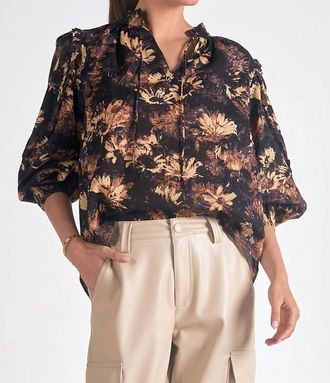 Elan Tuscany Peasant Top In Black