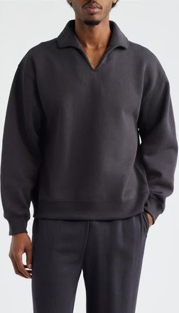 BP. Polo Collar Cotton Blend Sweatshirt in Black Faded at Nordstrom, Size Xx-Large