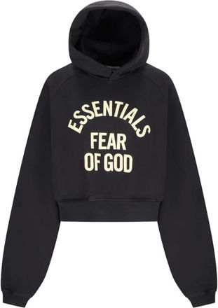 Fear of God Campus 90s Cropped Raglan Hoodie - Dames - Hoodies - Zwart - XS - Katoen - Hoodies & sweatvesten