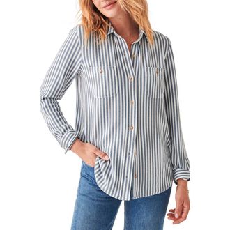 Faherty Legend Stripe Shirt in Navy Blazer Stripe at Nordstrom Rack, Size X-Large