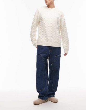 Carhartt Work in Progress Nash - Jeans larghi blu lavaggio stone wash con ginocchio doppiato