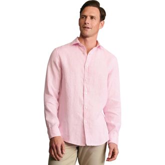 CHARLES TYRWHITT Plain Pure Linen Shirt in Pink at Nordstrom, Size Xx-Large
