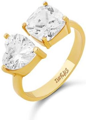 SHYMI Two Stone Cubic Zirconia Ring in Gold at Nordstrom, Size 8
