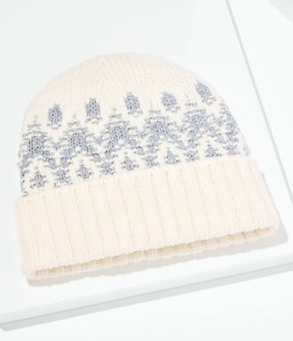 Talbots Sparkling Fair Isle Beanie - Ivory/Silver - 001 Talbots