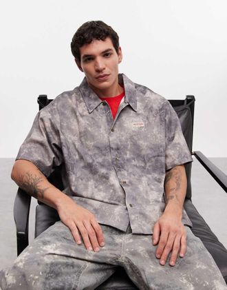 True Religion Camicia squadrata mimetica in coordinato-Multicolore