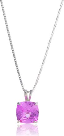 MAX + STONE 925 Sterling Silver or 14k Gold 8mm Cushion Cut Gemstone Pendent Necklace