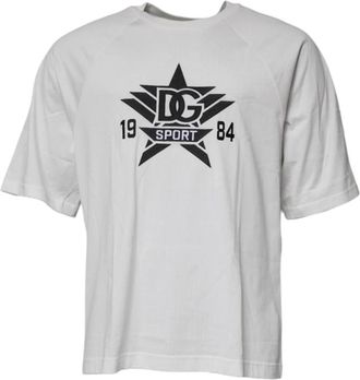 Dolce & Gabbana Wit Grafisch Print Katoenen T-Shirt - Heren - T-shirts - Wit - L - Katoen - Tops