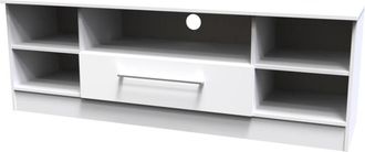 Welcome Furniture Wellington Ready Assembled TV Unit with 1 Drawer Wide - White Matt & White - Welcome Furniture | TJ Hughes