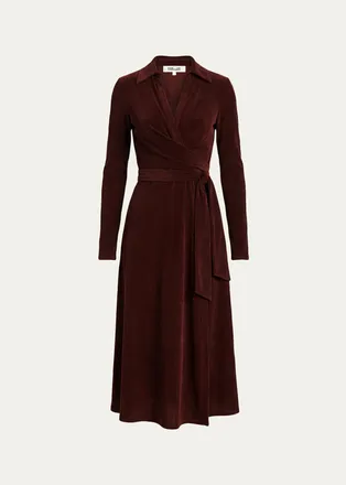 Diane Von F&uuml;rstenberg Phoenix Corduroy Jersey Midi Wrap Dress