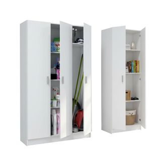 Dmora Armario Multiusos Grande Melegari, Modular, 7 Estantes, 5 Puertas, 168x180h Cm Blanco