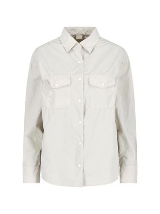 Aspesi Neutral Classic Collar Snap Button Shirt