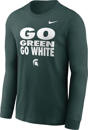 Nike Michigan State Sideline Slogan Nike Mens Dri-FIT College Long-Sleeve T-Shirt in Green | 02EW3EYMST-H2B