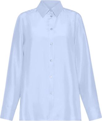 Max Mara Zijden Blouse - Dames - Overhemden - Blauw - L - Overhemden