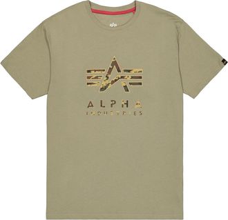 Alpha Industries T-Shirt ALPHA INDUSTRIES Camo Puff Print T-Shirt, Herren, Gr. S, gr&uuml;n (olive), Obermaterial: 100% Baumwolle, Shirts T-Shirt