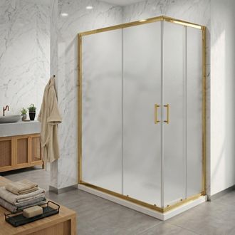 OEM Box Doccia Angolare Scorrevole Cristallo Opaco 6 Mm H190 - Finitura Oro - 70x90