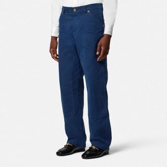 Versace Petrol blue cotton carpenter trousers